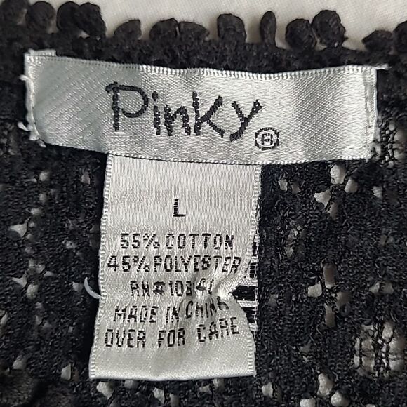 Pinky sz L black cropped lace pullover top - Picture 7 of 8